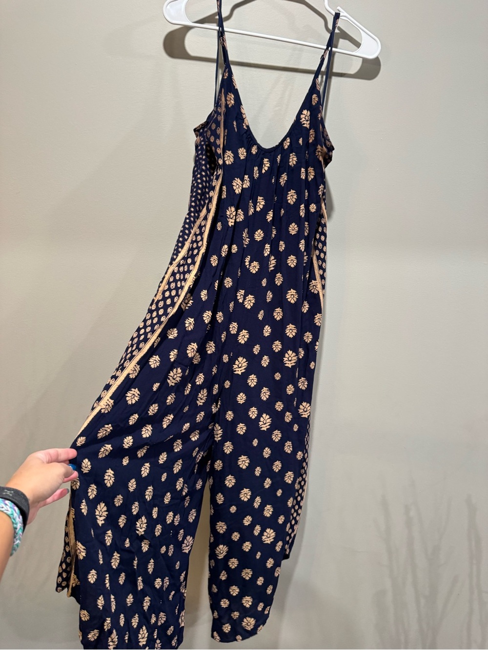Wishlist Apparel Navy Boho Wide Leg Jumpsuit M